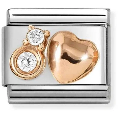 Image of Nomination Rose Gold White Rounded Heart Charm