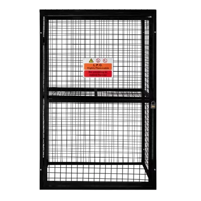 Image of Gas Bottle Cage 184 x 116 57cm Collapsible Mesh Secure Cylinder Storage Galvanised Steel 3mm Wire Thickness 6 19kg / 2 47kg Propane Bottles Removable Shelf FREE Warning Sign, Padlock &amp; Keys