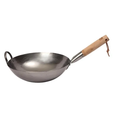 Image of School of Wok 12&quot;/30cm Uncoated Carbon Steel Craft Wok, Authentic Round Bottom, Beech Handle, Serves 2 3 People