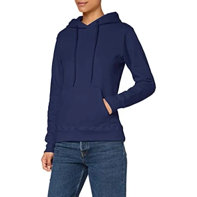 Image of Fruit of the Loom Women&#039;s Hooded Sweatshirt Classic, Blue (Deep Navy), 10 (Manufacturer Size:Small)