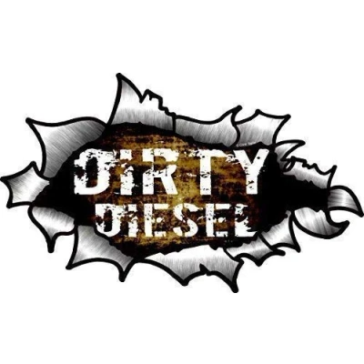 Image of CT Design Dirty Diesel Funny Slogan with OVAL RIPPED OPEN TORN METAL Effect Motif Vinyl Car Sticker 150x90mm