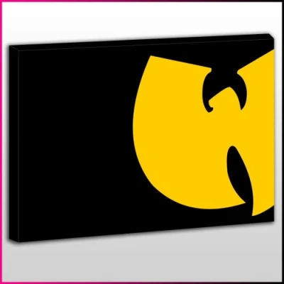 Image of MU292 Wu Tang Yellow Logo Framed Ready To Hang Canvas Print, Music, Pop Street Wall Art, Picture