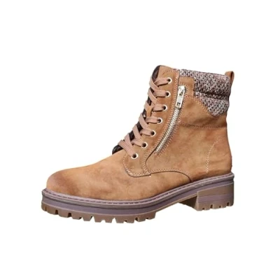 Image of Jo and Joe Women&#039;s Ankle Boots Lace up Side Zip Brown 7