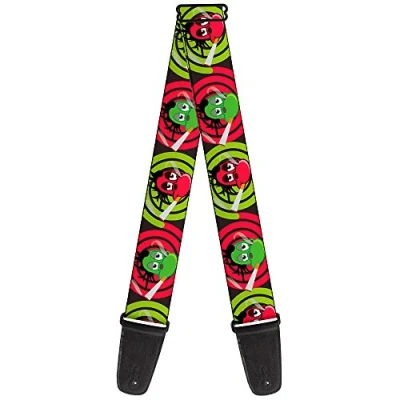 Image of Buckle Down Guitar Strap Green Red Dragons Smoking Gray 2 Inches Wide