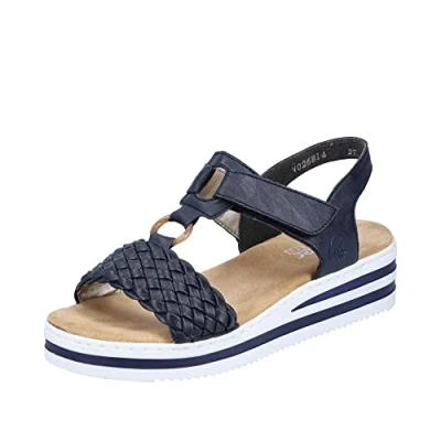 Image of Rieker Women&#039;s V0268 Open Toe Sandals, Blau, 7.5 UK