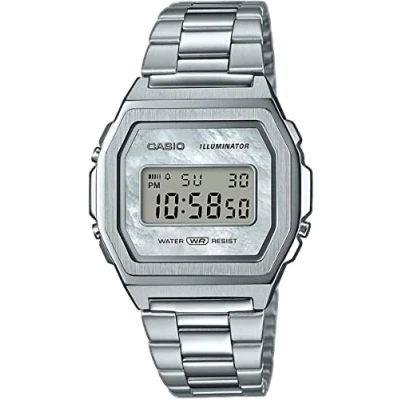 Image of Casio Premium Unisex Digital watch, Size: One Size, Silver coloured