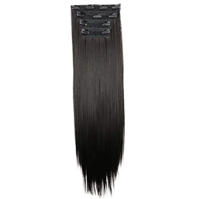 Image of CAISHA XXL 24&quot; 4 pcs Full Head Set Clip in Hair Extensions Hairpiece Heat Resisting Black Brown CES302