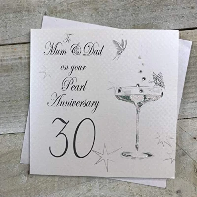 Image of White Cotton Cards To Mum and Dad on your Pearl Handmade 30th Anniversary Card, BD130M