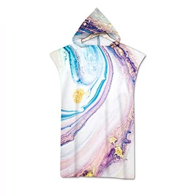 Image of Surwin Hooded Changing Robe Adult Surf Poncho Towel, Beach Towel Surfing Swimming Light Weight Compact Microfibre Wetsuit for Women and Men (70 * 110cm,Pink purple)