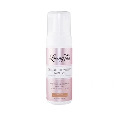 Image of Loving Tan Deluxe Bronzing Mousse, Medium Streak Free, Natural looking, Professional Strength Sunless Tanner Up to 5 Self Applications per Bottle, Cruelty Naturally Derived DHA 120ml