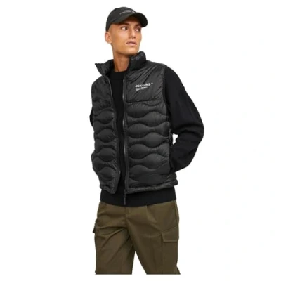 Image of JACK &amp; JONES Men&#039;s Jjenoah Body Warmer Collar Sn Vest, Black, S