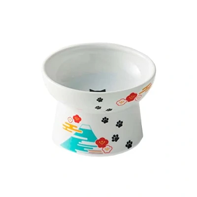 Image of Necoichi Raised Stress Free Cat Food Bowl, Elevated, Backflow Prevention, Dishwasher and Microwave Safe, No.1 Seller in Japan! (Fuji Limited Edition, Regular)