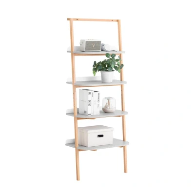 Image of 4 Tiers Ladder Shelf Bookshelf Storae Display Wall Shelf,HSTR02 HG Sobuy
