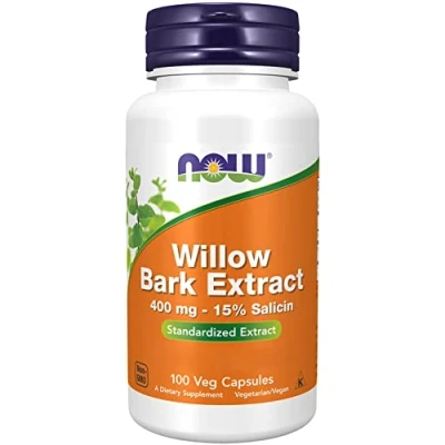Image of Now Foods, Willow Bark Extract, 400mg, 100 Vegan Capsules, Soy Free, Gluten Non GMO