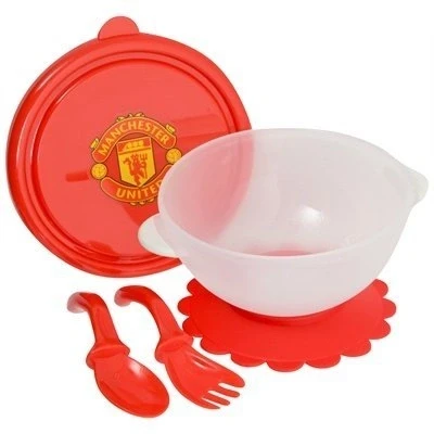 Image of Manchester United FC Official Baby Weaning Feeding Bowl &amp; Cutlery