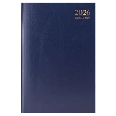Image of 2025 A4 Week To View Diary Full Year Hardback WTV Casebound Planner for Home Office School &amp; Work (Blue)