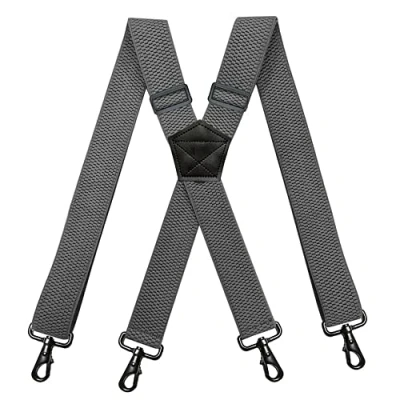 Image of YYKSYDPT Braces for Men Trousers with Very Strong 4 Carabiner Clips 38 MM Wide Duty X Style Adjustable Brace Suspenders (Grey)