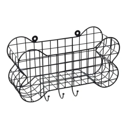 Image of House of Paws Dog Bone Wire Storage Wall Shelf Small