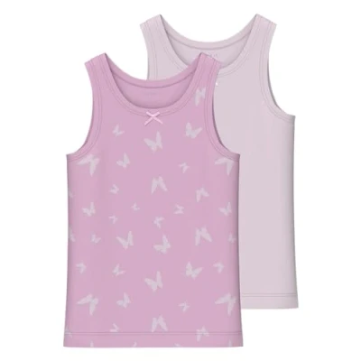 Image of NAME IT Girl&#039;s NMFTANK TOP 2P Butterfly NOOS Undershirt, Pink Lavender, 104