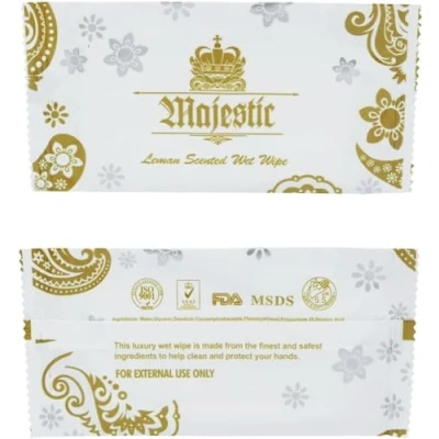 Image of Large Lemon Scented Wet Wipes Hot/Cold Individually Wrapped Freshening Moist Hand Towels Napkins Restaurants Takeaways Bars Weddings Parties (500)