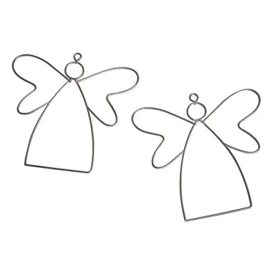 Image of Rayher Set of Two Angels Wire Shapes for Wreath Making, Macrame and Crafts, Crafting, 13x12cm, silver, 24095000