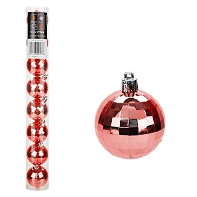 Image of Widdle Wonderland Christmas 8 Pack 50mm Disco Baubles Tree Decoration Red 5847