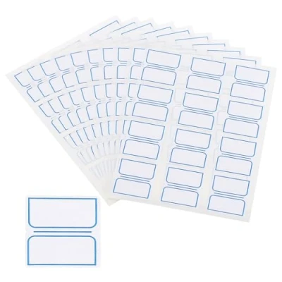 Image of M&amp;G 1200 Pcs Name Tag Stickers, Labels Stickers Waterproof Adhesive Blank for Stuff Daycare Supplies Bottle Clothes Fabric Folder Office Camp, 24x27mm, Blue White