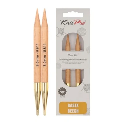 Image of KnitPro KP35642 Basix Birch: Circular Knitting Pins: Interchangeable: Normal: 11.6cm x 8.00mm, Birchwood, Multi Colour, 8mm