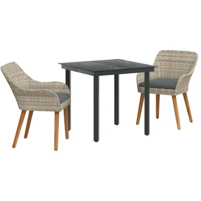Image of vidaXL 3 pcs Light gray Black Medium
