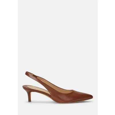 Image of Lauren Ralph Lolah Slingback Classic heels, Women&#039;s, Size: 3.5, Deep saddle tan Leather