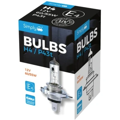 Image of Simply S472 H4 Headlight Car Bulb, 12 V, 60V, 60/ 55W, Comply left ECE R 37, Base PK22n, Suitable for y 1 Headlights, Maximum Visibility, White