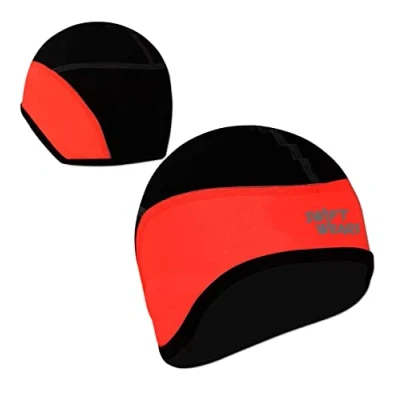 Image of Skull Cap Windproof Thermal Under Helmet Cycling Running Winter Bicycle Hat Headwear Men Women Head Ear Warmer Bike Liner (Red)