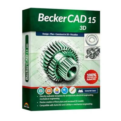 Image of BeckerCAD 15 3D software for home design, architecture, engineering and more, compatible with AutoCAD, Lifetime License Win 11, 10, 8.1, 7
