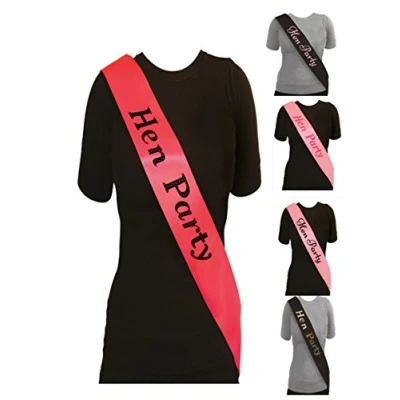 Image of Henbrandt The PERFECT DELUXE HEN PARTY SASH CHOOSE STYLE ( Pack Of 6 ) (Hot Pink, 6)