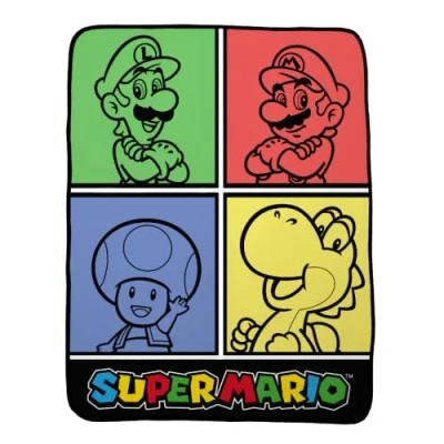 Image of Franco Collectibles Super Mario Bedding Soft Micro Raschel Throw, 46 in x 60 in, (Official Licensed Product)