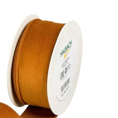 Image of FloristryWarehouse Rust Christmas Velvet Fabric Ribbon 50mm (2&quot;) Wide on 8m roll Wired Edge