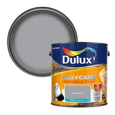 Image of Dulux 403201 Easycare Washable &amp; Tough Matt Emulsion Paint For Walls And Ceilings Warm Pewter 2.5L
