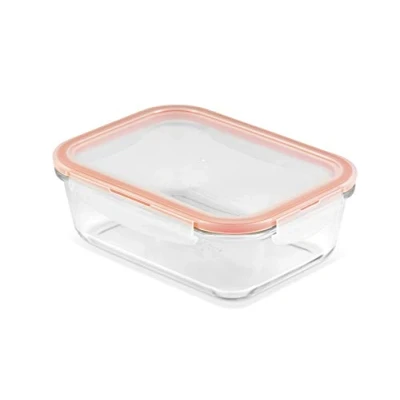 Image of LocknLock Eco Ovenglass Glass Food Storage Containers with Lids 2Ltr Airtight, Leakproof Rectangular Container Recycled Plastic Lid, Oven Safe, Dishwasher 25 x 19 9cm
