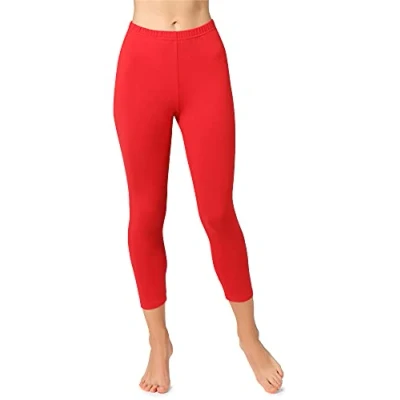 Image of Bellivalini Women&#039;s 3/4 Cotton Leggings BLV50 156 (Red, XL)