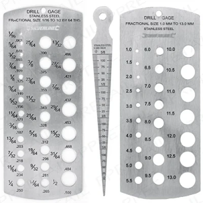 Image of EETools METRIC &amp; IMPERIAL DRILL BIT TAPERED BORE GAUGE SET Stainless Steel