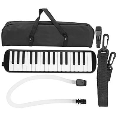Image of 32 Piano Keys Melodica Pianica Tube Long Flexible with Mouthpiece Blowpipe Carrying Bag(Black) Wind Instrument Musical