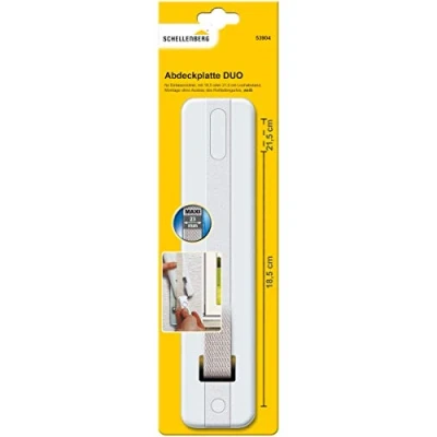 Image of Schellenberg 53904 Roller Shutter Belt Cover Hole Spacing 18.5 or 21.5 cm, Easy Assembly Without Removing The Webbing, Plate Duo Maxi, for Winders and Inlet Winders, White