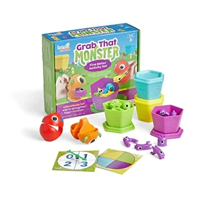 Image of Learning Resources Grab That Monster Fine Motor Activity Set, Skills Games for Toddlers, Occupational Therapy Toys, Preschool Activities, Prewriting Pincer Grasp Toys