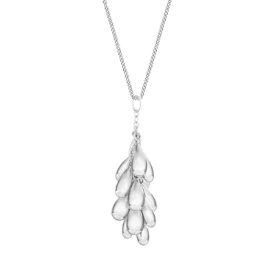 Image of Tuscany Silver Women&#039;s Sterling Teardrop Cluster Pendant on Curb Chain of 46 cm/18 inch