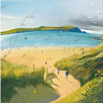 Image of Woodmansterne Artistic Male/Female Blank Greeting Card Going Down to the Beach, Coastal Path