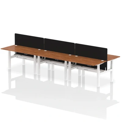 Image of Air B2B 1400x800mm Adjustable 6P Bench Desk CP Walnut/White + Screen
