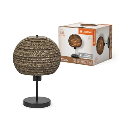 Image of LEDVANCE Ball table lamp, brown, corrugated cardboard, steel, E27
