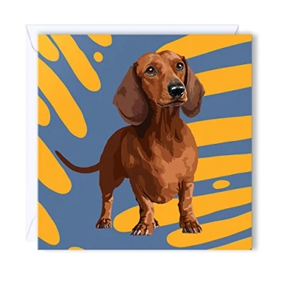 Image of Leslie Gerry Dachshund Blank Greeting Card