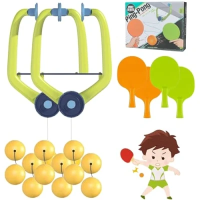 Image of Door Ping Pong Game, Doorway Pong, Adjustable Hanging Table Tennis Trainer Portable Set, For Frame Set Kids With Racket And Balls (1Set)