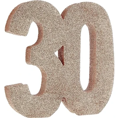 Image of Number 30 Glitter Table Decoration Rose Gold Centrepiece Decorations 30th Birthday Pack of 1 20cm H123